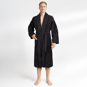 American Soft Linen, 100% Cotton Turkish Robes for Men, 1 Piece Soft Lightweight Adult Men's Bathrobes - 1 of 4
