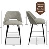 Edwin 26.5" inches Fabric Counter Height Stools,Armless Upholstered Counter Stools With Backs Set Of 2,Black Metal Frames-The Pop Home - 4 of 4