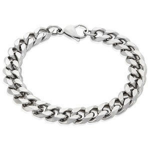 West Coast Jewelry Men's Beveled Curb Chain Steel Bracelet (10mm) - 8.5" - 1 of 4