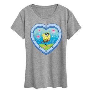 Women's - Spongebob Squarepants - Heart Porthole Window-Womens Women's Short Sleeve Graphic T-Shirt Short Sleeve Graphic T-Shirt - 1 of 4
