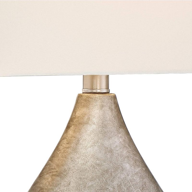 360 Lighting Royce Modern Table Lamps 24 1/2" High Set of 2 Silver Metal Teardrop Off White Rectangular Shade for Bedroom Living Room Bedside Office, 4 of 8