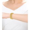 Guili 14K Yellow Gold Plated French Pave Medallion Mesh Link Bracelet with Cubic Zirconia -Sparkling Jewelry for Special Occasions or Daily Wear - 2 of 2