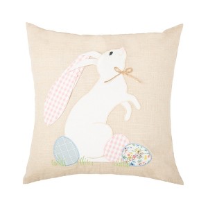 C&F Home 18" x 18" Bunny Eggs Embroidered Spring Easter Themed Accent Throw Pillow - 1 of 3