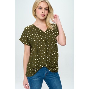 WEST K Women's Leah V Neck Short Dolman Sleeve Front Knob Blouse - 1 of 3