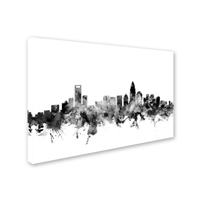 Trademark Fine Art -Michael Tompsett 'Charlotte NC Skyline B&W' Canvas Art