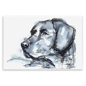 Stupell Industries Monochrome Ink Dog Portrait Abstract Watercolor Detail Wall Plaque Art - 1 of 4