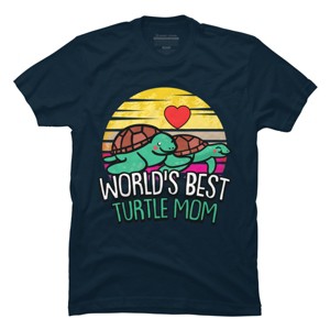 Men's Design By Humans World's Best Turtle Mom Retro Stripes By animalshop T-Shirt - 1 of 2