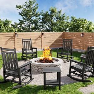 HDPE Outdoor Patio Adirondack Rocking Chairs Set - 1 of 4