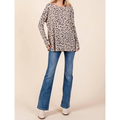 Women's Leopard Loose Fit Tunic Top - Cream N Sugar