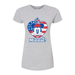Women's - Disney - Minnie Flag Heart Fitted Graphic T-Shirt - 1 of 3