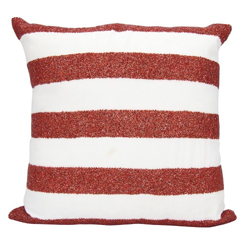 20 x 20 Red & White Thick & Thin Stripe Outdoor Throw Pillow
