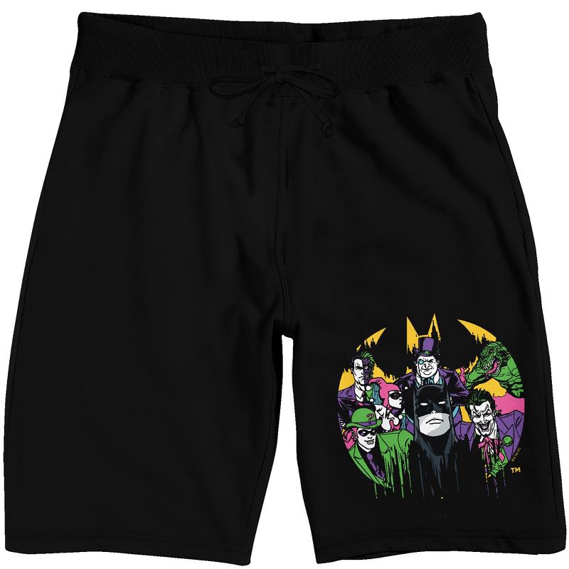 Batman Hero And Villains Men's Black Sleep Pajama Shorts, 1 of 4