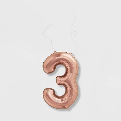 "3" Foil Balloon Rose Gold - Spritz™