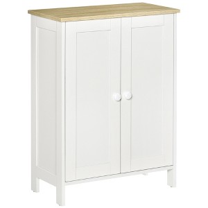 HOMCOM Storage Cabinet, Double Door Cupboard with 2 Adjustable Shelves, for Living Room, Bedroom, or Hallway, White - 1 of 4