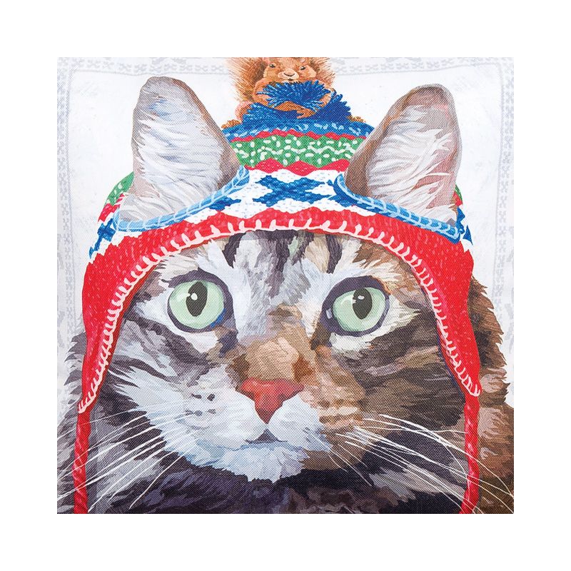 C&F Home 18" x 18" Winter Hat Cat Indoor/Outdoor Christmas Holiday Throw Pillow, 4 of 6