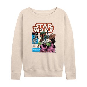 Women's - Star Wars - Boba Fett Comic Cover Lightweight French Terry Wide Neck Long Sleeve Shirt - 1 of 4