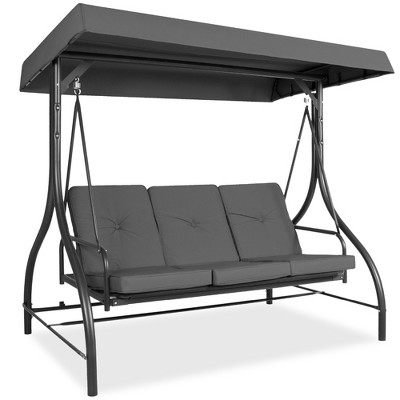 Best Choice Products 3-Seat Outdoor Converting Canopy Swing Glider Patio Hammock w/ Removable Cushions