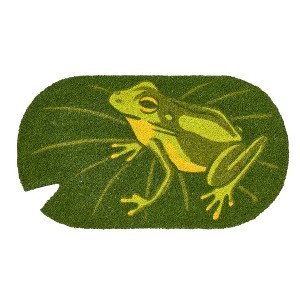 ラグ・カーペット NEIGHBORHOOD SOUVENIR / A-MAT tag Frog On Lily Pad Non-Slip Coir Door Mat 30x17 Everyday Green