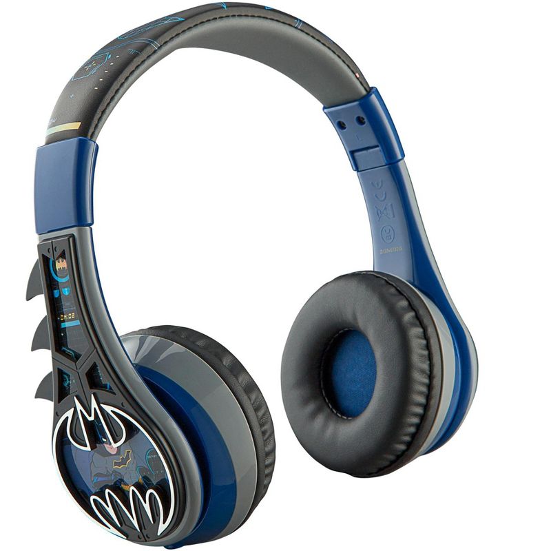 eKids Batman Bluetooth Headphones for Kids, Over Ear Headphones with Microphone - Blue (BM-B52.EXv1), 1 of 5