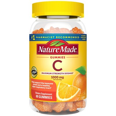 Nature Made Vitamin C Gummies Maximum Strength Dosage Immune Support 1000 mg Per Serving - 80ct