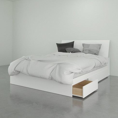Queen Malaga Storage Bed With Headboard, White Queen Size Headboard With Storage