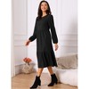 INSPIRE CHIC Women's Fall Long Sleeve Round Neck Tiered Casual Knit A-Line Midi Dress with Pockets - 3 of 4