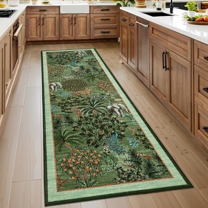Forest Rug Washable Area Rugs for Living Room Bedroom Jungle Animal Print Rug Soft Non Slip Low Pile Throw Rug - 1 of 4