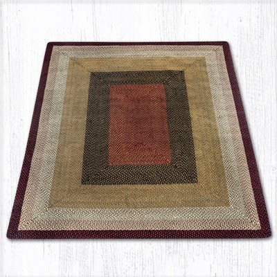 Earth Rugs Handwoven Burgundy/Mustard Oblong Braided Rug – Natural Jute Accent Rug