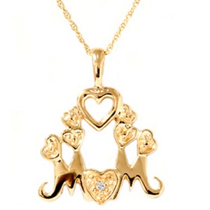 Pompeii3 Diamond Mom Pendant Necklace in White, Yellow, or Rose Gold - 1 of 2