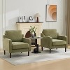 Accent Chair,Mid Century Modern Living Room Chairs, Green Upholstered Arm Chair,Comfy Breathable Linen Fabric, Sofa Chair with Wood Legs - 4 of 4