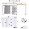 LOVSON 74.8" Expandable Kitchen Island with 3 Drawers,Power Outlet,Casters,Spice Rack,Double Door Cabinet,For Kitchen,Dining Room,White - 3 of 4
