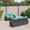 vidaXL 6 Piece Patio Sofa Set with Cushions Black Poly Rattan - Black - 2 of 4