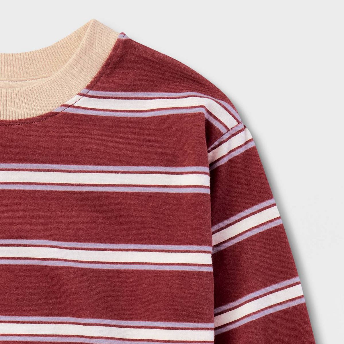 Toddler Boys' Striped Crewneck with Waffle Nep Jogger Top and Bottom Set - Cat & Jack™ Burgundy - thumbnail 4