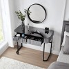 Vanity Table Modern with Drawers and Tempered Glass Top for Bedroom 39.4in Wide-3irtyhousy - 2 of 4
