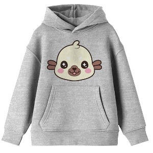 Tasty Peach Cute Yellow Face Long Sleeve Athletic Heather Youth Hooded Sweatshirt - 1 of 2