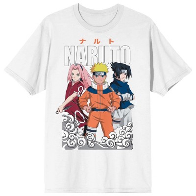 Naruto Classic Group With Scroll Crew Neck Short Sleeve Peach