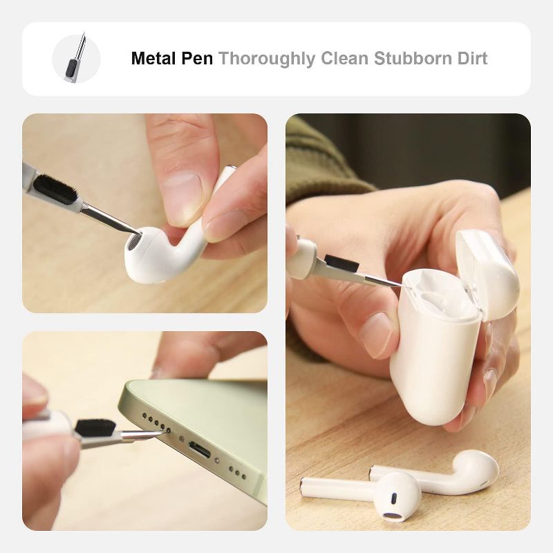 Link Airpods Pro Cleaner Kit: Multi-Function Cleaning Pen with Soft Brush Flocking Sponge for Case Cleaning Tools White, 3 of 7