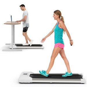 Walking Pad w/265 lbs Capacity Remote Control & LED Display Under Desk Treadmill Gray\Black\Pink - 1 of 4