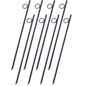 Garden Stakes, Plant Stakes With Heavy-duty 1" Loops, 3/8" Steel, Angled Ends, Non-slip Tent Canopy Ground Stakes For Campsites And Canopies - 1 of 4