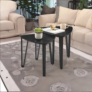 VASAGLE Nesting Coffee Tables, End Tables Set of 2，Industrial Small Stacking Side Tables with Metal Frame - 1 of 4