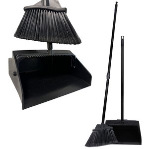 Bison Life 48.5" Dustpan and Broom Set for Home, Office, and Outdoor Use - Black- 1 Set - 1 of 4