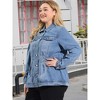 Agnes Orinda Women's Plus Size Classic Denim Washed Front Long Sleeve Casual Jean Jackets - 3 of 4