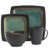 Gibson Elite Ocean Paradise 16 Piece Soft Square Glazed Dinnerware Kitchen Dish Set with Multi Sized Plates, Bowls, and Mugs, Jade - image 2 of 4