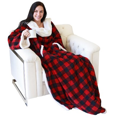 Catalonia Wearable Blanket with Sleeves Arms, Super Soft Warm Comfy Large Fleece Plush Sleeved TV Throws Wrap Robe Blanket for Adult