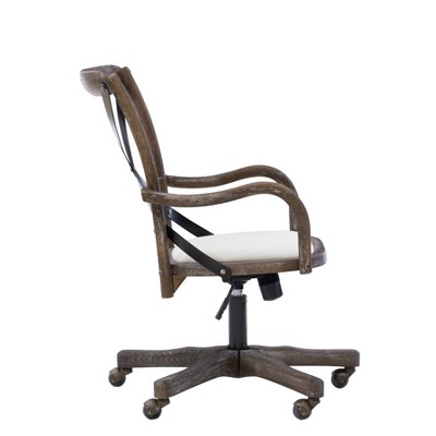 Carson Gray-Washed Wood and Fabric Café-Style Office Chair