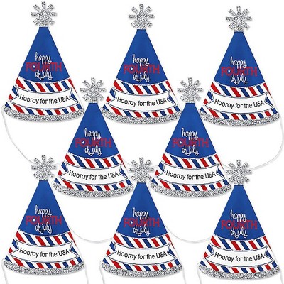 Big Dot of Happiness 4th of July - Mini Cone Independence Day Party Hats - Small Little Party Hats - Set of 8