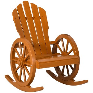 Outsunny Adirondack Rocking Chair with Slatted Design and Oversize Back for Porch, Poolside, or Garden Lounging - 1 of 4