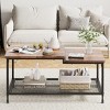 2-Tier Industrial Coffee Table with End Table, Stacking Side Tables, Mesh Shelf Rectangle Storage Cocktail Table Metal Frame Nesting Table - 3 of 4