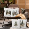Christian Christmas Tree Reindeer Throw Pillow Covers 18x18 Set of 4, Winter Forest Deer Rustic Farmhouse Decor - 3 of 4