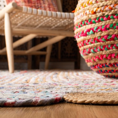Coastal Charm Multicolor Cotton Hand-Knotted Rug - 27" x 12"